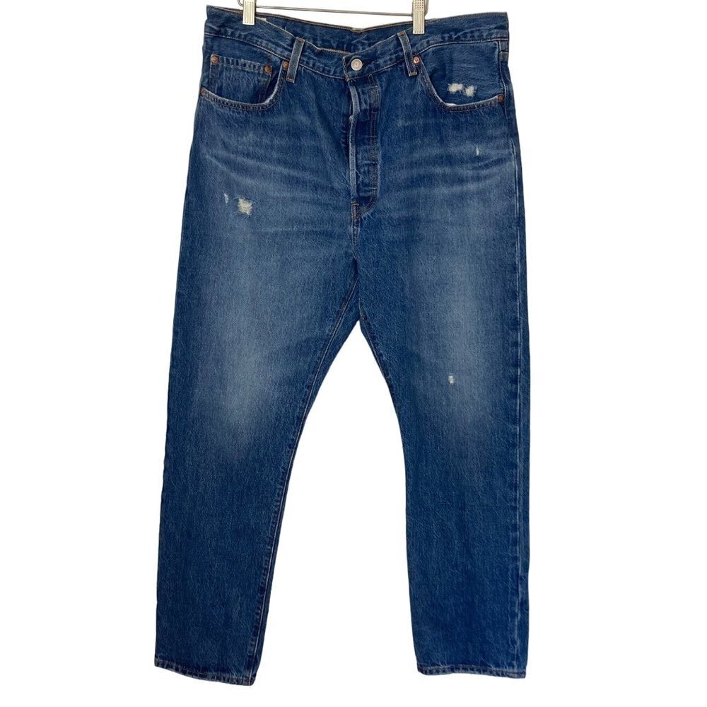 Levis 501XX Button Fly Jeans 34 x 30 Distressed 100% Cotton Medium Wash